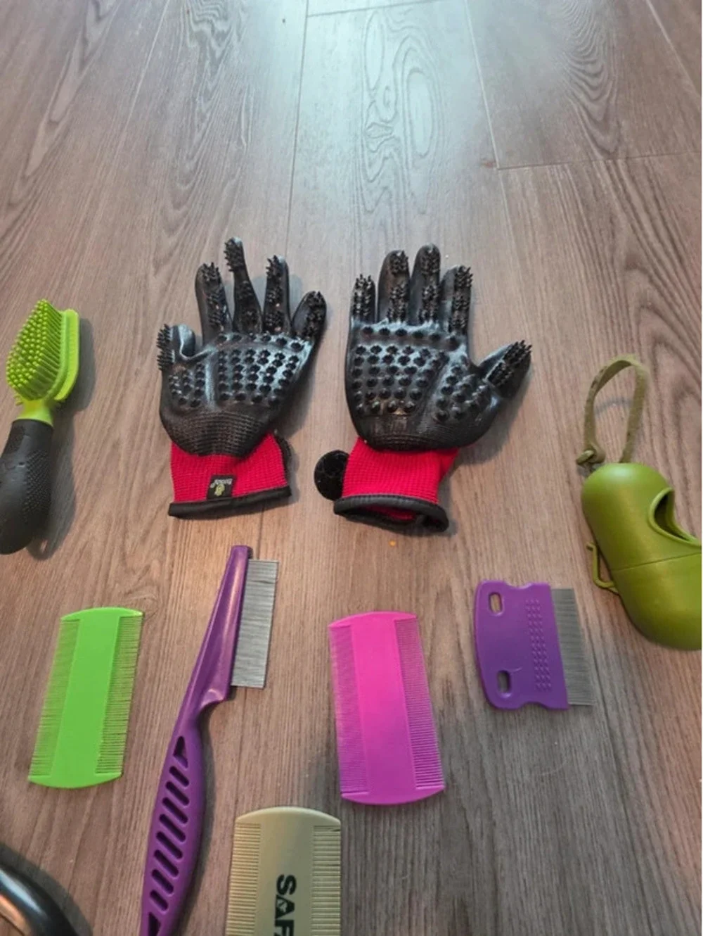 Pet Grooming Tool Set with Gloves, Combs, Brushes, and Nail Clippers